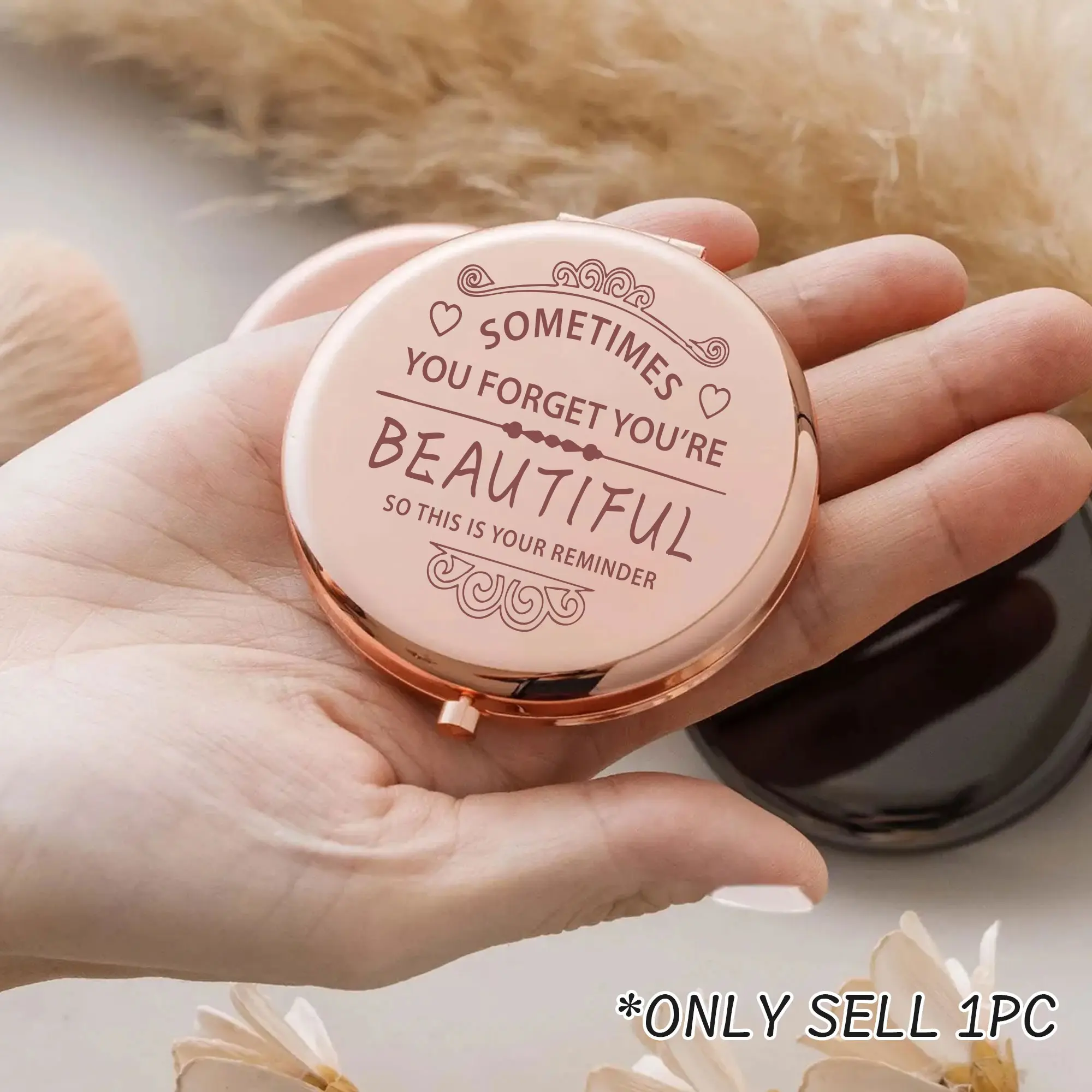 Personalized Gift for Women Girls Her Custom Gifts for Adult Teen, Inspirational Compact Mirror, Cosmetic Mirror, Makeup Mirror for Birthday Gift Graduation Gift Mother's Day Basket Stuffers Gift for Her