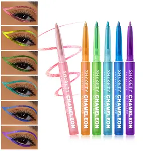 6-Pack SHCOETY Color-Changing Liquid Eyeliner Pencil with Metallic ShimmerChameleon Effect, Glides On Smoothly, Smudge-Proof, Waterproof & Sweat-Proof, Long-Lasting Wear｜Perfect for Party Makeup, Music Festival Looks, and High-End Eye Styles!
