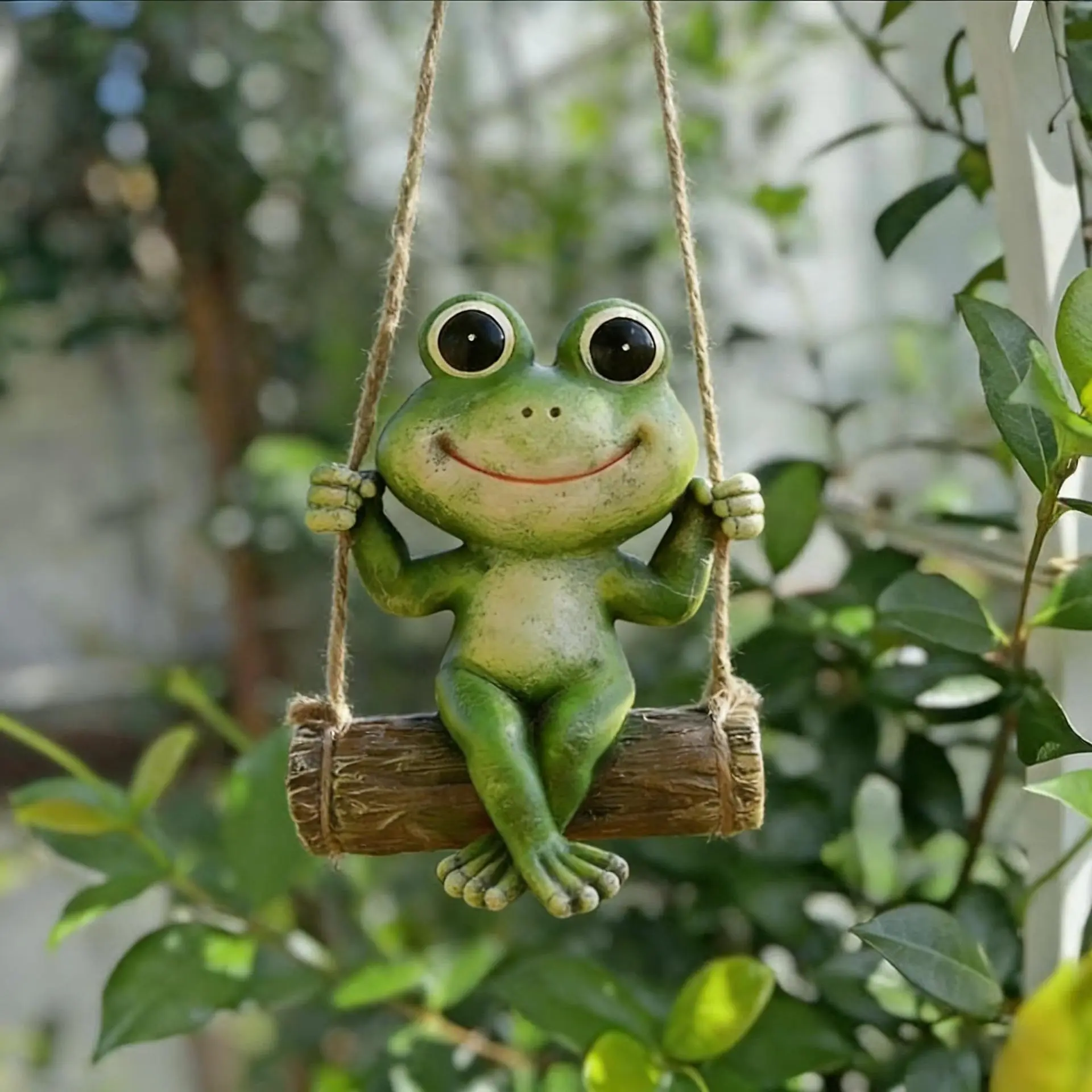 Large Face Frog Swing Garden Decoration, Realistic Frog Hanging Ornament, Micro Landscape Decor, Garden Decor, Living Room Accent, Gardening Decor