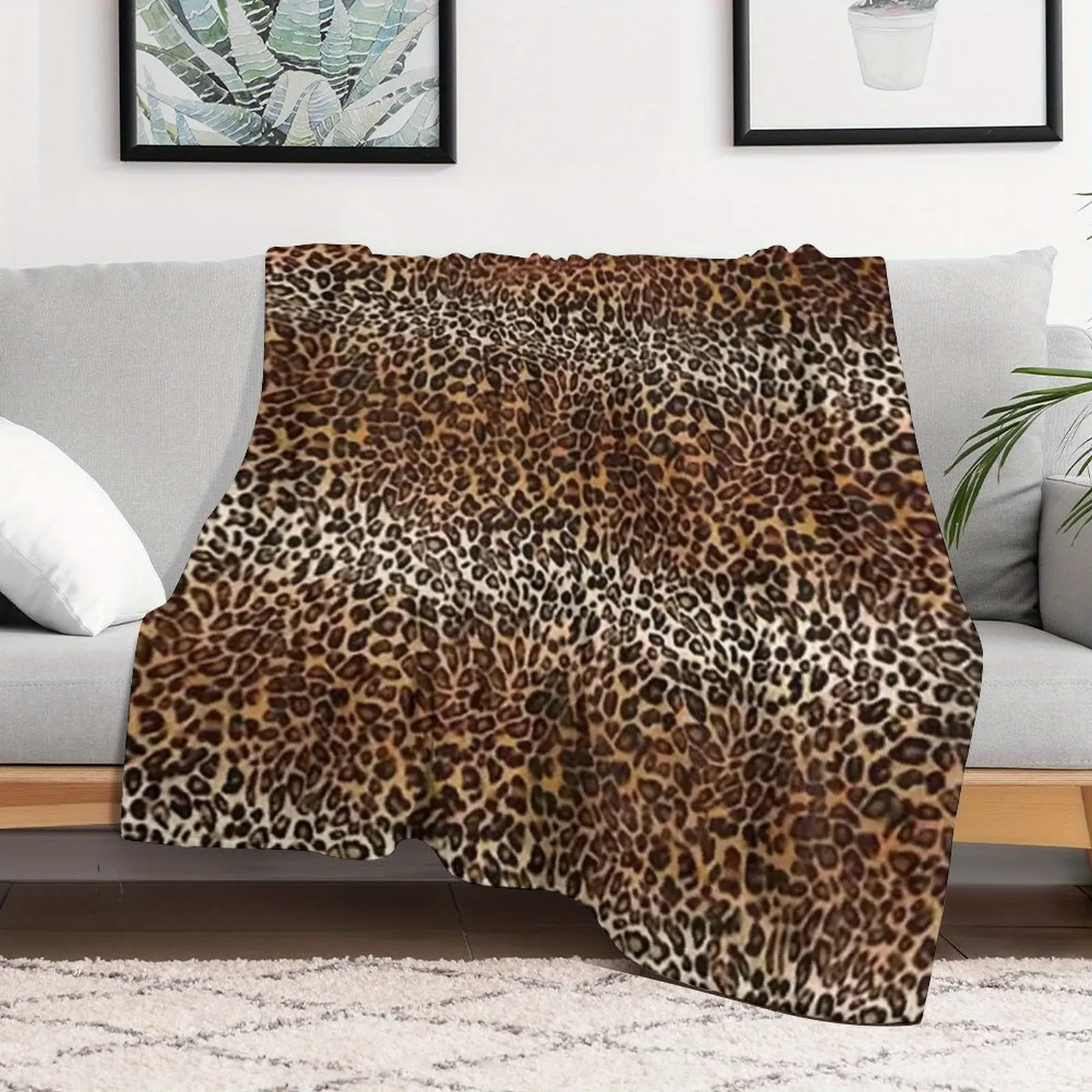 Cozy Leopard Print Fleece Flannel Throw Blanket - 2 Sided Animal Inspired Body-Warming, Super Soft Lightweight, Anti-Pilling for Bed, Sofa & Travel, All-Season Comfort for Adults, 2 Sided Blankets, Animal Inspired Blankets