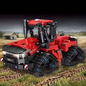 1002 Piece Large Tractor Construction Set with Removable Tracks, Steering Wheel, and Loader Bucket - Heavy Vehicle Model Kit