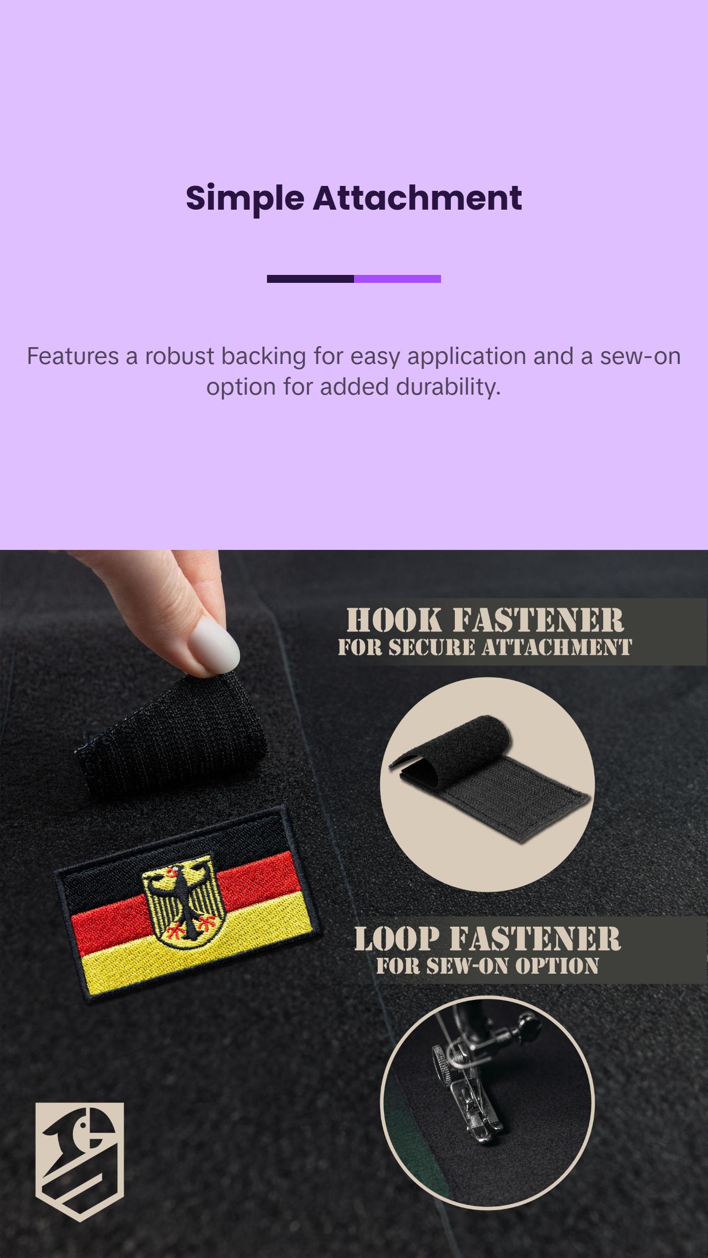 2-Pcs German Flag and Coat of Arms Embroidered Patch Set Embroidered Hook & Loop