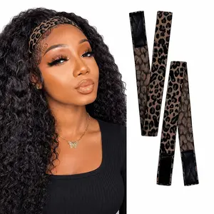 1 PC Elastic Bands for Wig, Lace Melting Bow Tie Band, Edge Wrap to Lay Edges Hair Accessories Leopard Print