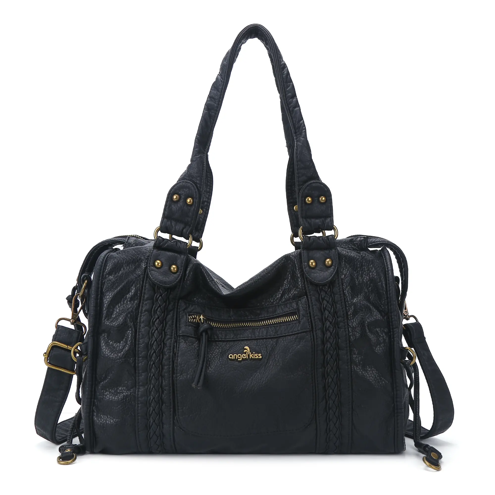 Angel Kiss Women's Vegan Leather Hobo Bag - Large 15.3"x6.6"x11.4" Satchel Tote Shoulder Bag, Angel Kiss Bag tiktokshopbacktoschool,back to school,back to school haul