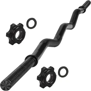 47"" EZ Curl Bar Weight Lifting Bar 1-inch Curling Bars for Weight lifting with 2 Star Collars Star-nuts (220lb Weight Capacity) for  Thrusts Squats Lunges for Gym and Home