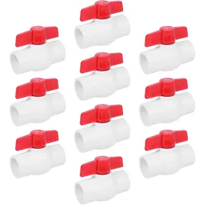 10 Pack PVC Ball Valve 1inch, PVC Water Pipe Valve T Handle Shut-Off Valve 1'' Slip for Water Project, Swiming Pool, Sewage Pump, Sprinkler Lines, Outdoor Plumbing & Irrigation System