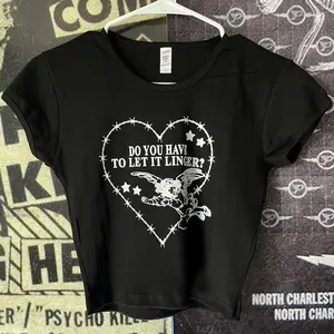 The cranberries linger black crop baby tee