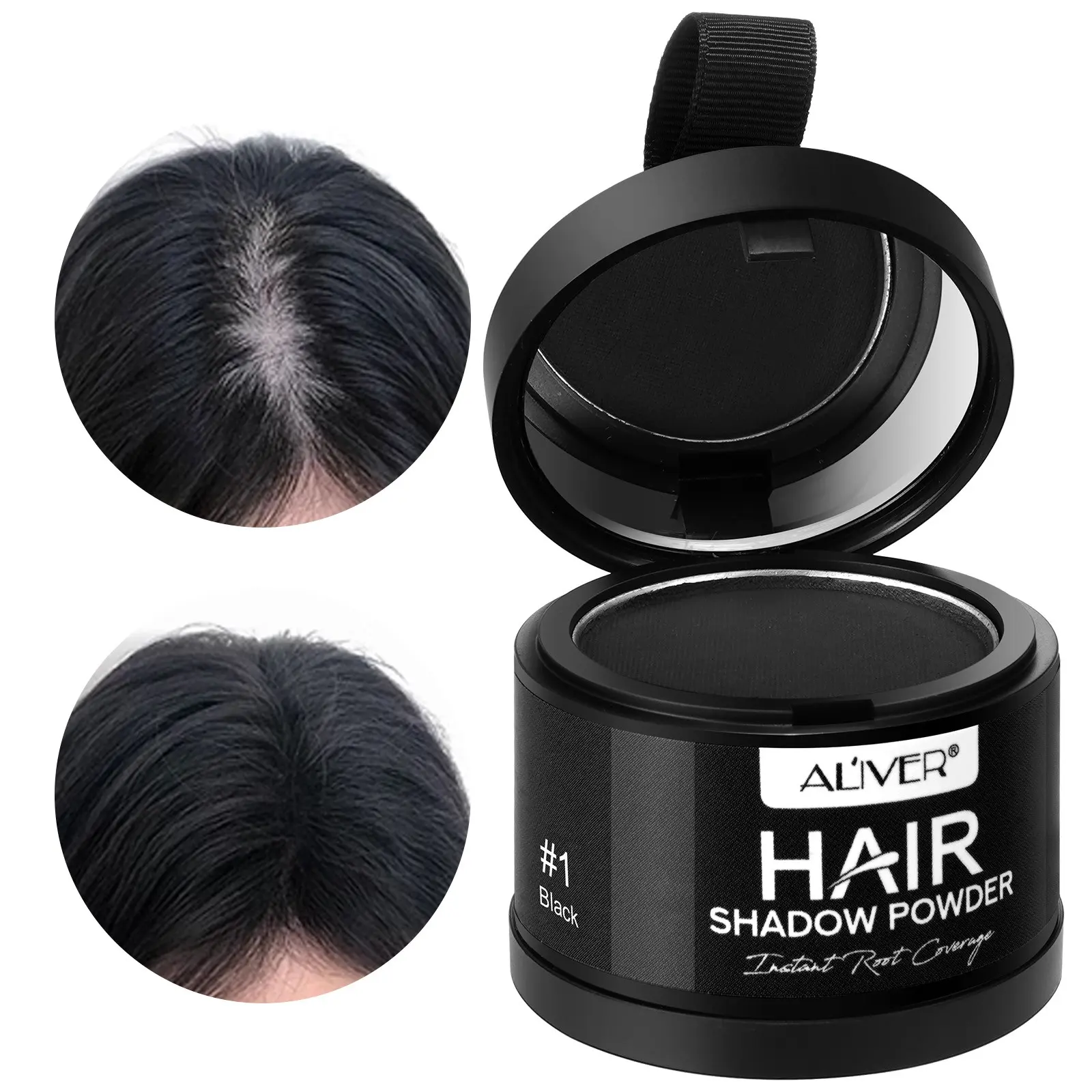ALIVER Hairline Powder, Root Cover Up, Root Touch Up, Hair touch up for roots, available in 10 shades, covers sparse areas for a fuller look, comes with a mirror, waterproof and sweat-resistant
