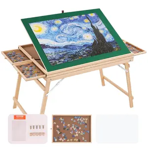 VEVOR 1500 Piece Puzzle Table with Folding Legs,  4 Drawers and Cover, 32.7"x24.6" Wooden Jigsaw Puzzle Plateau, Adjustable 3-Tilting-Angle Puzzle Board, Puzzle Storage System for Adults, Gift for Mom