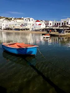 Framed 18x24 Canvas Photo print of the beautiful harbour of Mykonos/Greece by Jen