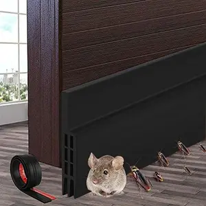 Door Draft Stopper Under Door Draft Blocker Insulator Door Sweep Weather Stripping Noise Stopper  Adhesive 2" Width x 39" Length (Black)