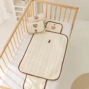 Portable Baby Diaper Changing Pad, Multifunctional Foldable Embroidered Waterproof Urine Mat, Travel-Friendly Wet Wipe Bag for Infants