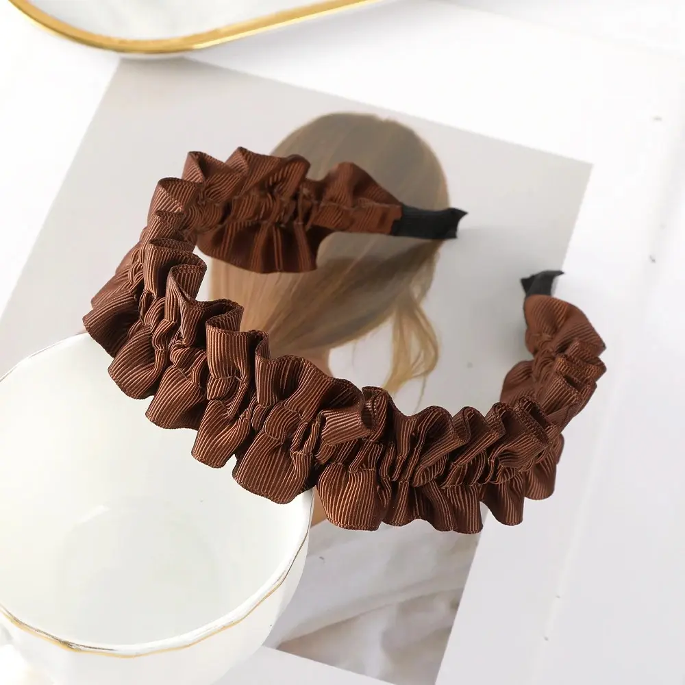 Ruffle Lace Headband Black Wide Hair Bands For Women Summer Fashion Hair Hoops Bezel Headbands Hair Accessories