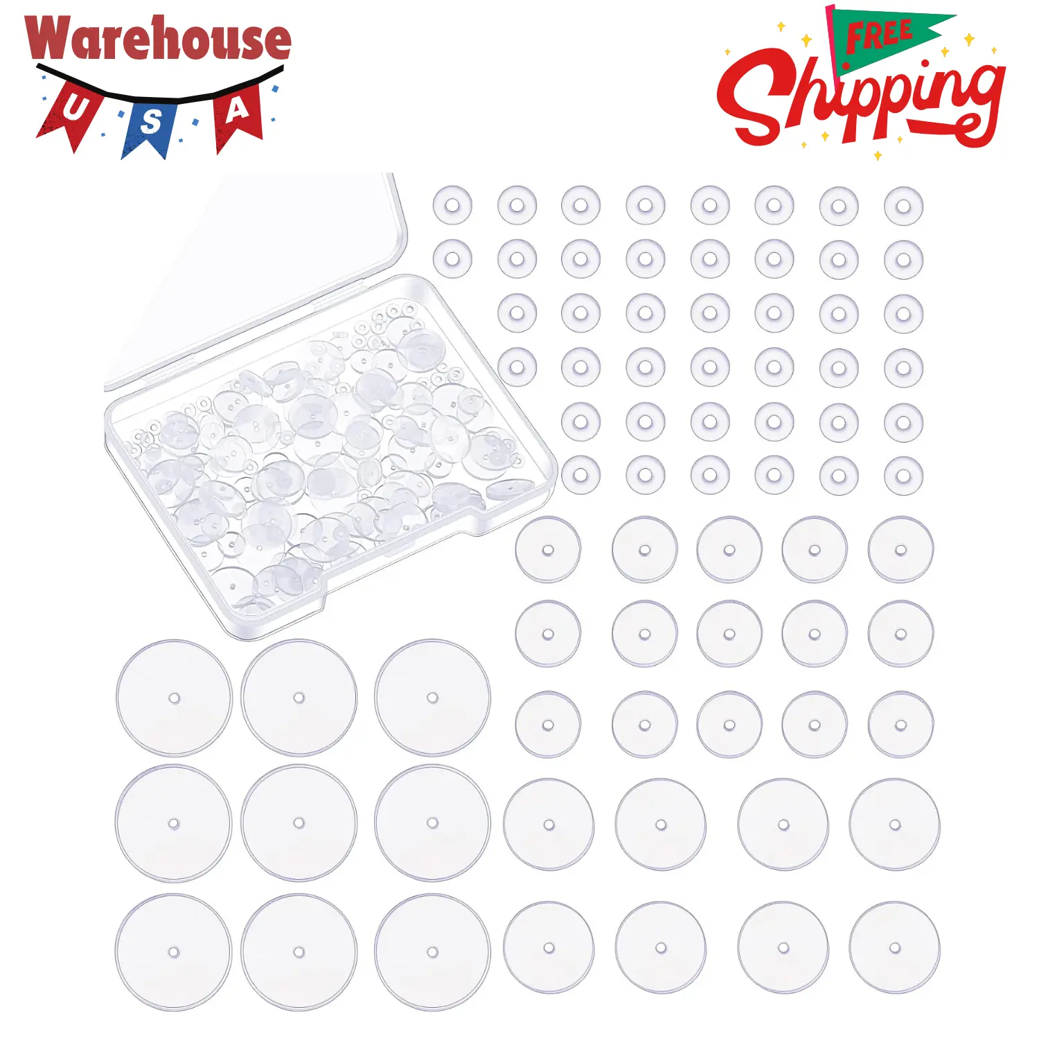 200 Pcs Clear Piercing Disc for Piercing Bump 3/5/ 7/9 mm Clear Silicone