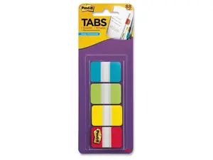 3M 686ALYR1IN Post-it 1" Solid Color Self-stick Tabs 88Write-on88 / Pack - Aqua, Yellow, Lime, Red Tab