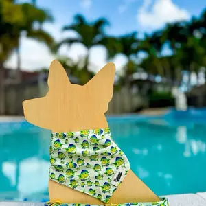 Future Pooches Mahi Mahi Dog Bandana - Hand Drawn Animal Print One Size Fits All Comfortable Soft Fabric Miami Beach Style Pet Accessory