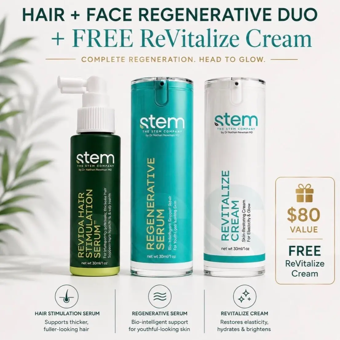 Hair & Face Regenerative Duo - Free ReVitalize Cream