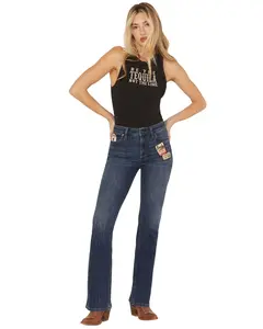 Idyllwind Women's Ellwood Dark Wash High Rise Patch Bootcut Super Stretch - Iwsp25j17-Mdw