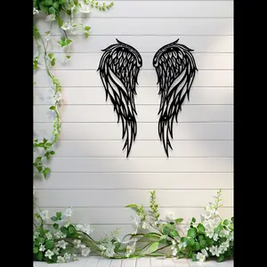 Classic Angel Wing Wall Decor, Metal Hanging Art for Home and Hallway, Artistic Indoor Sculpture Iron Silhouette, Perfect Gift for Halloween Christmas