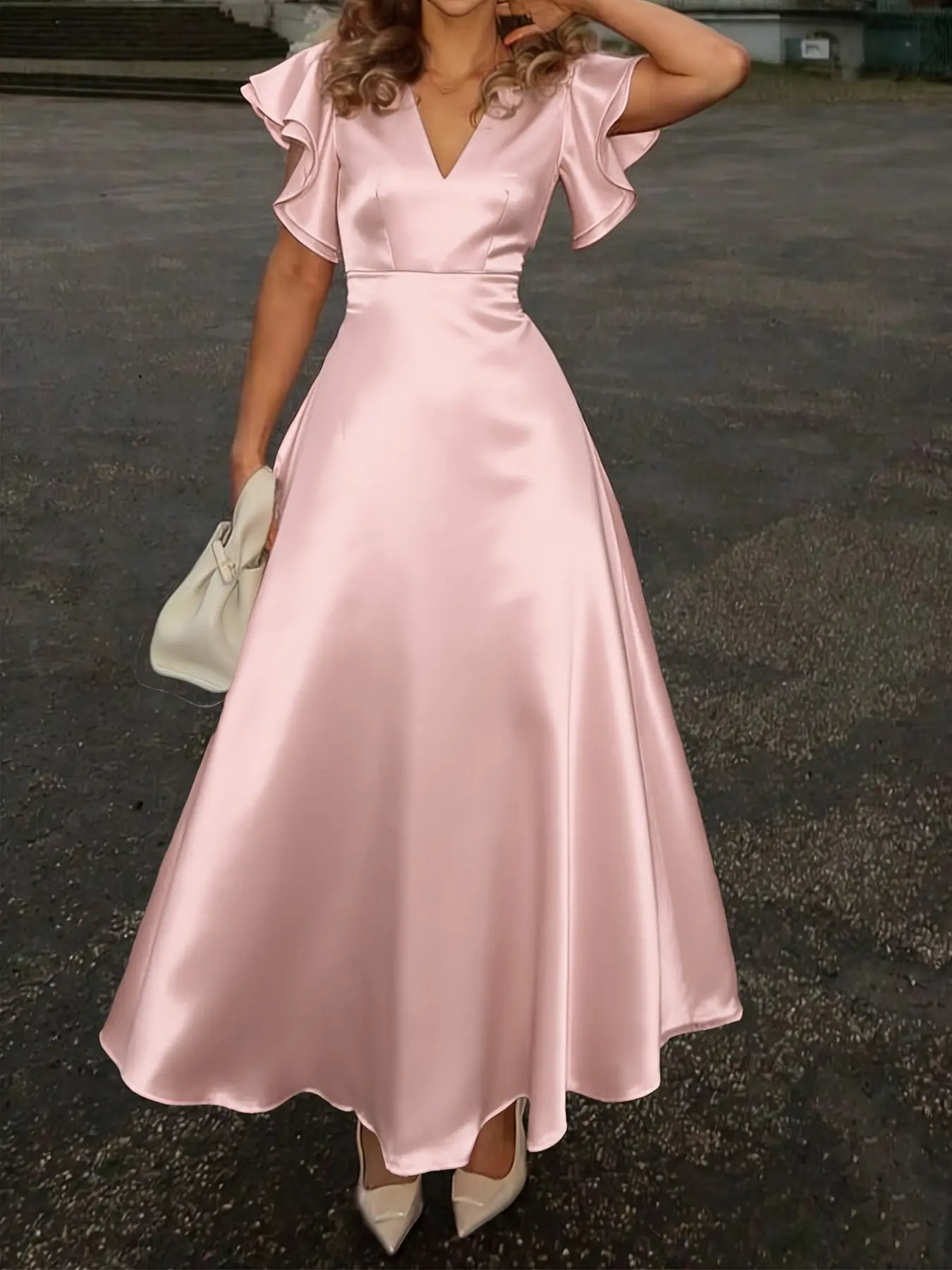 butterfly sleeve bridesmaid dress Plus V Neck Butterfly Sleeves Party Dress Royal Blue / 3XL main image 0