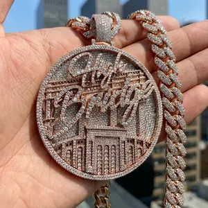 1 Piece Natural Stone Round Pendant with 3mm Braided Chain - Handmade Plated Stone Heart Design, Hip-Hop Club Men's Accessories, Suitable for Adults and Teenagers, Party and Casual Wear (Both Style and Texture)