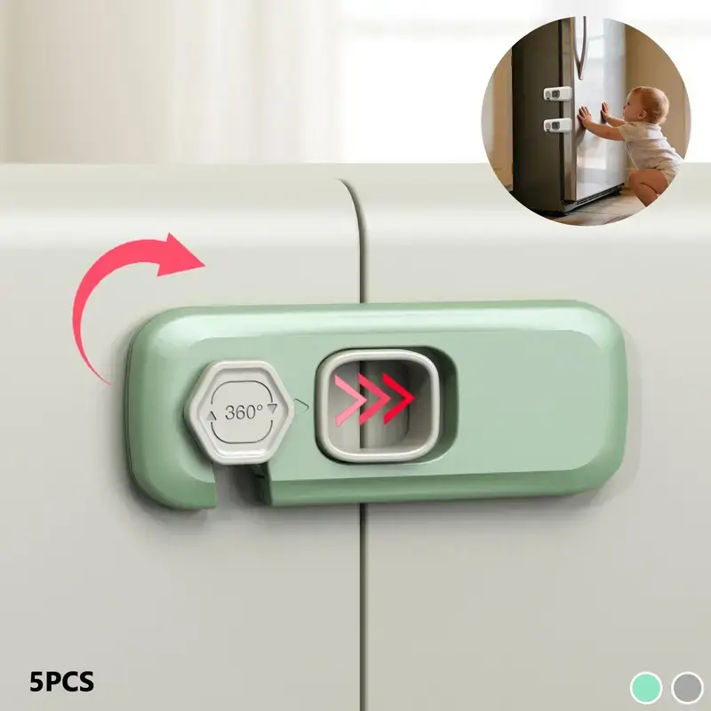 5-Pack Child Proof Strap Locks – Baby Safety ABS Plastic Locks, Self-Adhesive 3M Pads, Easy Install No-Drill Locks for Cabinets, Drawers, High Chair, Doors, Ovens, RV Fridges, Dishwasher, Grey, Gift for Her summerwins.