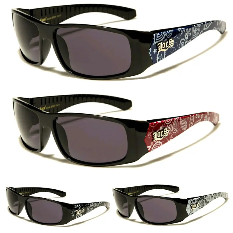 LOCS Paisley Phantom OG Cholo Biker Bandana Wrap-Around Hardcore Shades Glossy Frame Dark Polycarbonate Lens UV Protection | Original Authentic Genuine Classic Locs High Quality Sunglasses