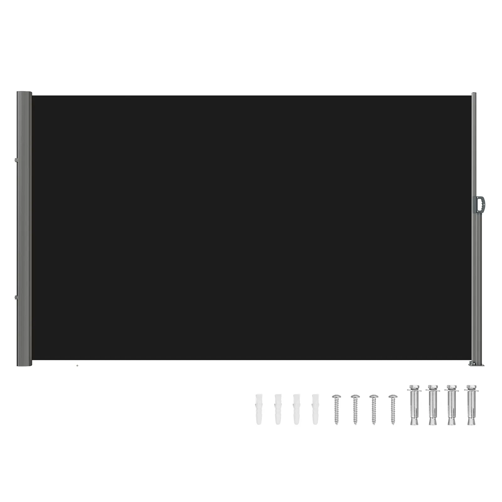 VEVOR Retractable Side Awning, 71''x118'' 280g Polyester Waterproof Aluminum Canopy, UV 30+ Sun Protection, Windproof Patio Privacy Screen, Adjustable Shade, Courtyards Divider, Black (Father's Day Gift), Retractable Awning