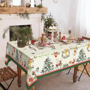 1 Pc Christmas Rectangular Tablecloth, Christmas Elk Tablecloth, Washable Easy To Care For, Suitable For Decorating Christmas Decorations for New Year Parties And Dinners