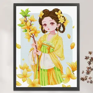Full Embroidery cotton Thread 11CT Printed Girl Cross Stitch Kit 49x65cm