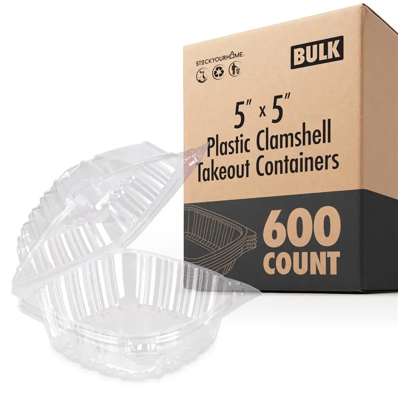 5x5 Plastic Clamshell Takeout Containers (600 Pack) 5x5 Plastic Clamshell Takeout Containers (600 Pack)