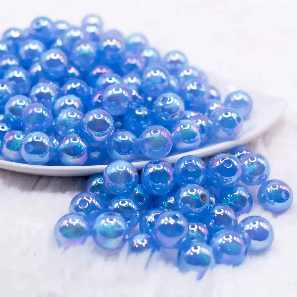 12mm Royal Blue Opal Bubblegum Beads - 20 Count