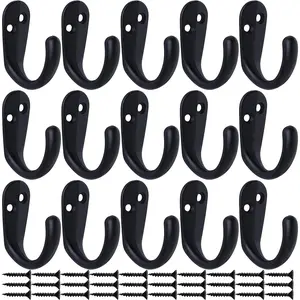 15Pcs/Set Coat Hooks Wall Mounted,Single Prong Robe Hook for Hanging,Towel Hooks with 30 Screws for Bags,Hat,Cap,Cap,Cup,Christmas Party Gifts,Hand Tools Kits
