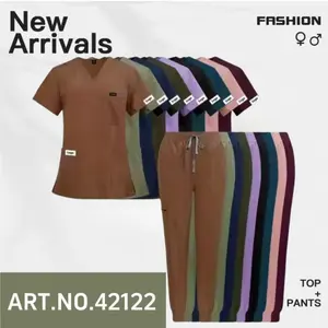 New Multi Color Short Sleeve Nurse Uniform Set Women's Skin Management Specialist Nursing Uniform Suitable for Postpartum Center SPA Center Foot Therapy Shop Staff Uniform Comfortable Nurse Doctor Work Uniform