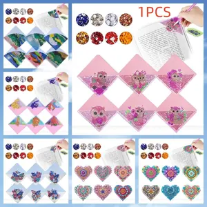 6-piece diamond painting set landscape, owl, butterfly, heart pattern corner bookmark DIY Diamond art set, diamond dot art bookmark adult art and craft products, suitable for office and library reading decoration corner bookmarks