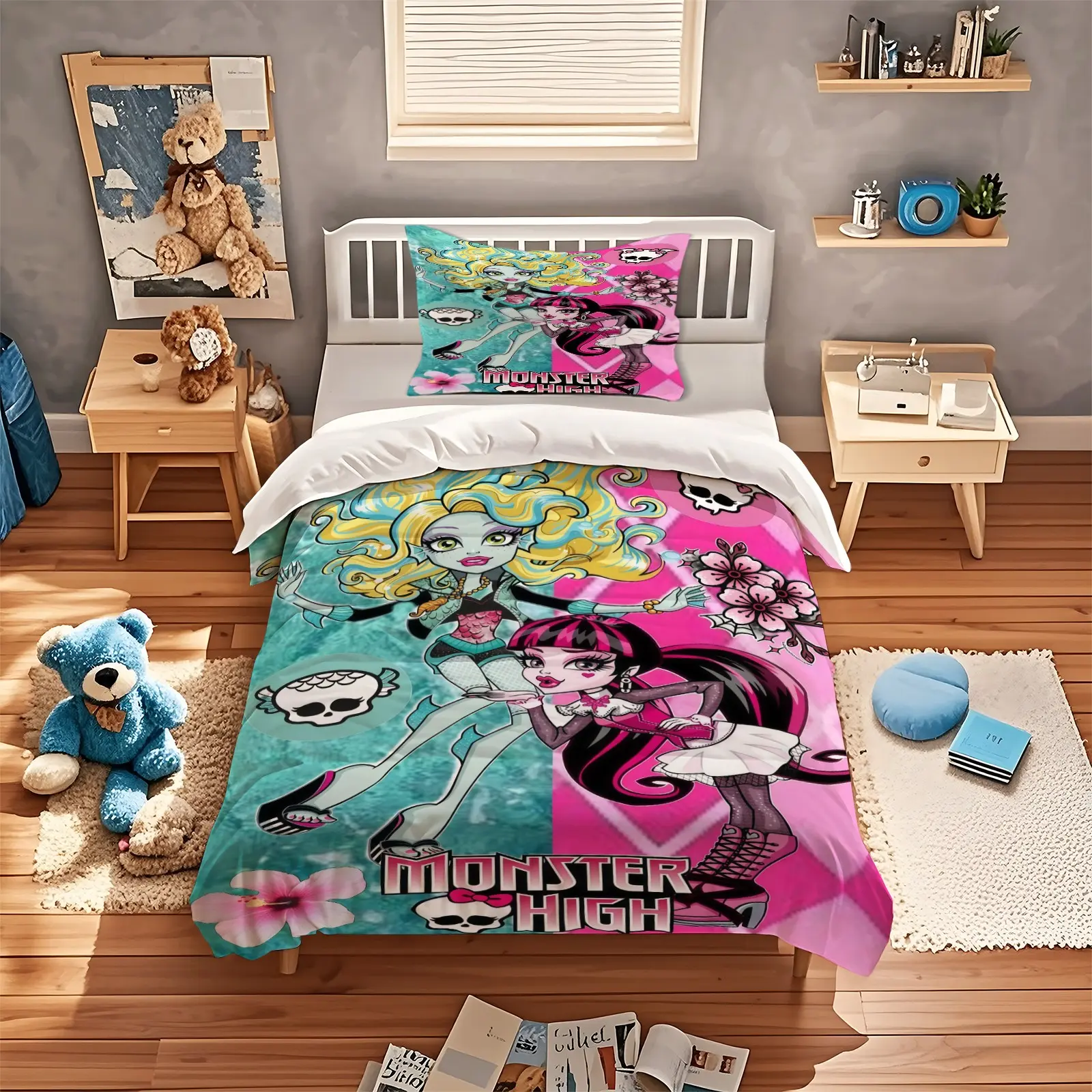Monster High Duvet Cover Set, Bedroom Bedding Set, Gift for Family