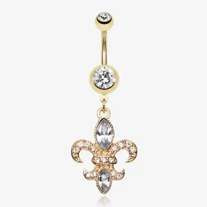 Golden Fleur de Lis Belly Ring