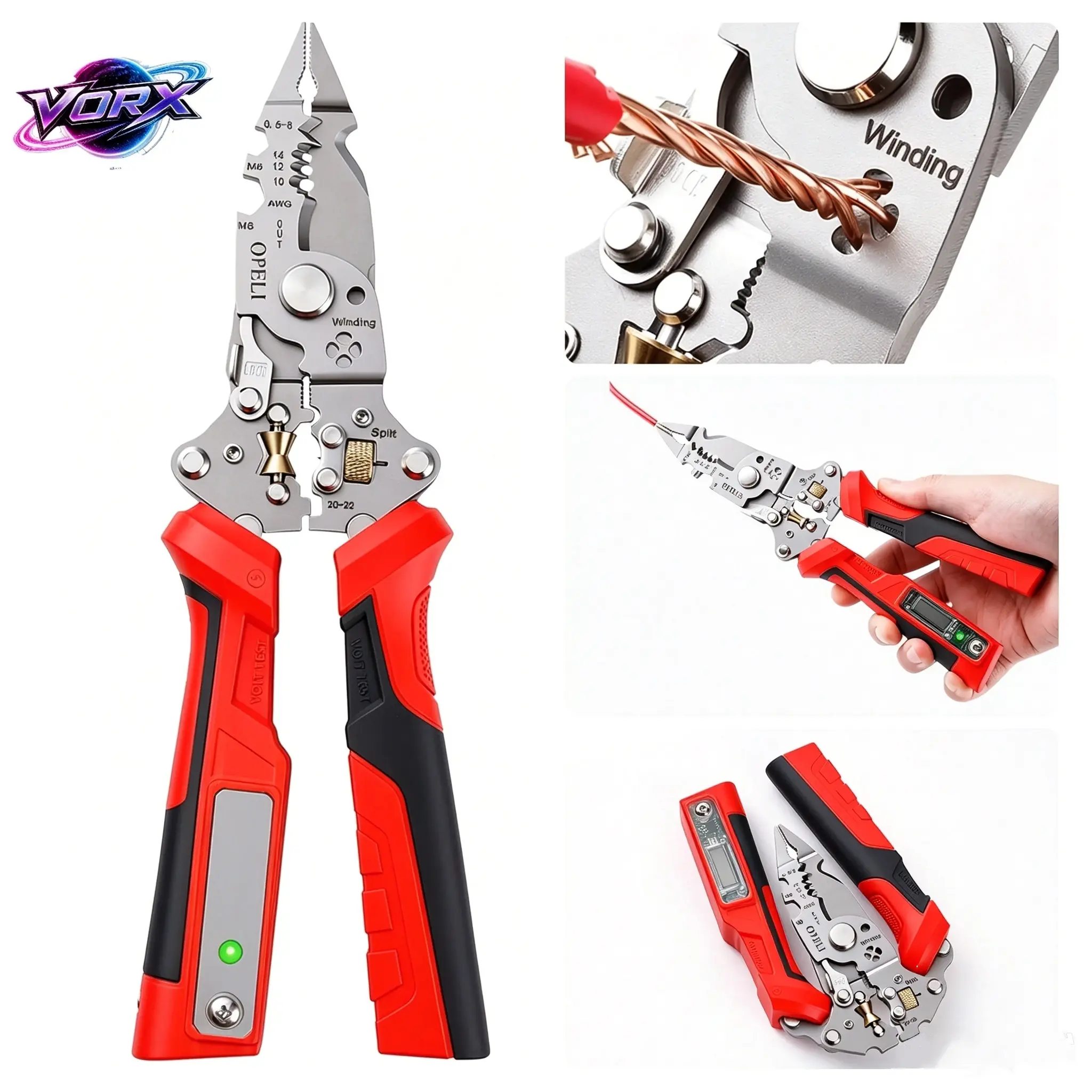 New 16-In-1 Foldable Wire Stripper, Upgraded Multifunctional Professional Cable Cutter, Wirecutters, Ideal for Cutting & Pulling Wires, Tool, Home