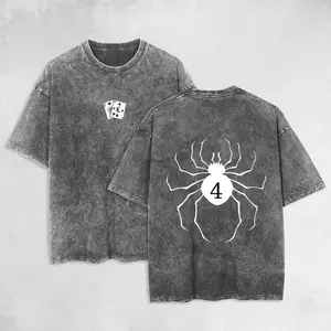Retro-style Hisoka Phantom HxH Anime Double-sided Print Washed T-shirt, Unisex