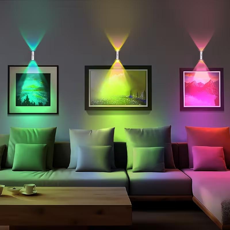 【3/4Pack USB Rechargeable LED Night Light RGB Gradient Ambient Lighting with Motion Sensor】Dimmable Wall Lamp, Magnetic Base & Cat-Eye Design, Perfect for Home Decor, Bedroom, Stairs, Hallway & Entryway, Ambient Lighting, Modern Lighting