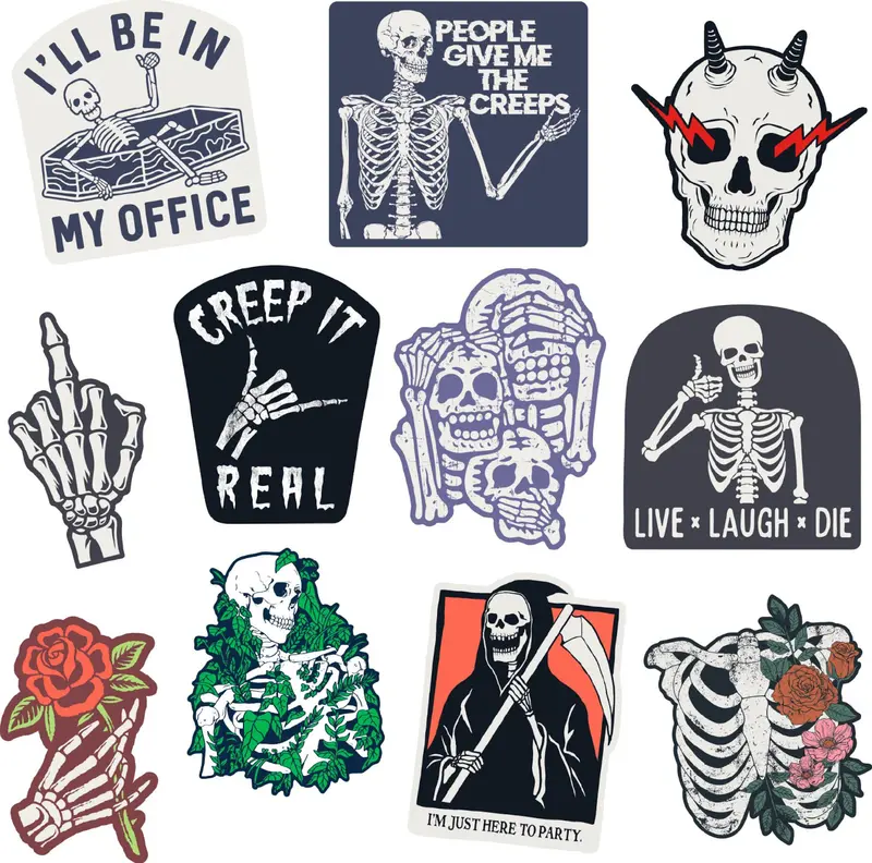 Skeleton Sticker Extra Large Stickers for Adults Funny Adhesives with Memes Funny Stickers with Colorful Graphic Decals Halloween  Funny Sarcastic  Multi