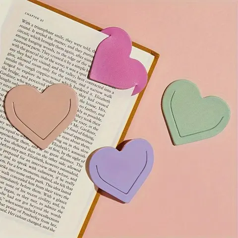 Heart Shaped Faux Leather Bookmark, 4 Counts/set Double-sided Page Marker, Reading Bookmark for Book Lovers, Gift for Readers and Journal Keepers, Book Accessories