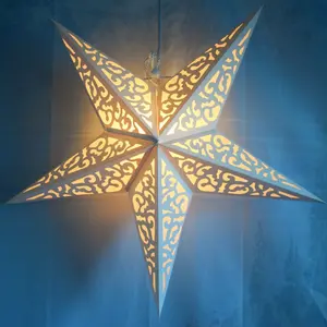 24" Atomic White Paper Star Lantern, Hanging Wedding & Party Decoration