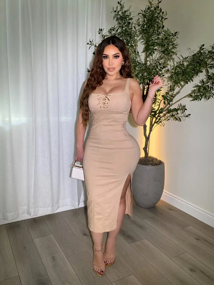 Molly mae leather with khaki dress - TikTok Shop