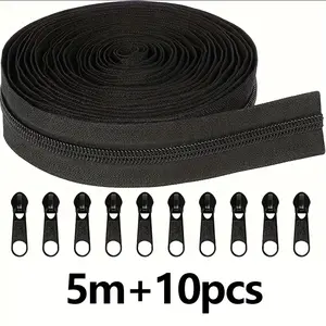 Chain zipper, continuous nylon coil, with zipper slider