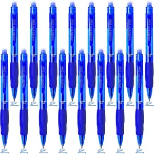 16 count Retractable Erasable Pens with Eraser Clear, 0.5mm Fine Point Gel Ink Pen, Smooth Writing Comfortable to Use for Taking Marking Planner Crossword Puzzles (Blue)