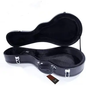 Glarry® F-Style Microgroove Mandolin Hard shell Case Deluxe Leather Wood Mandolin Case