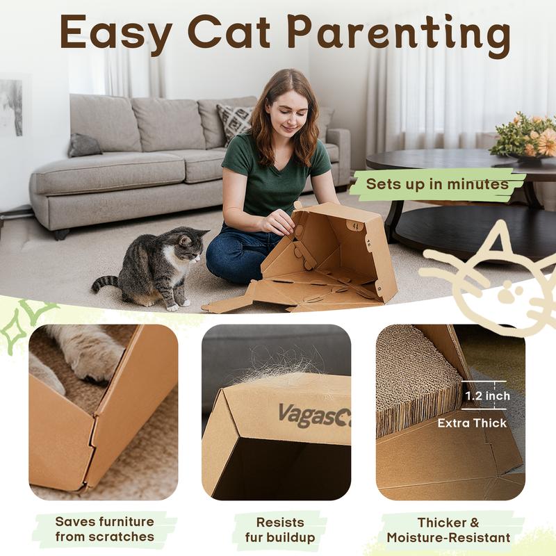 Vagascape DIY Cat House, DIY Origami Hand-Painted Cat House, Scratch-Resistant Kraft Paper Material, Foldable Washable Pet House, Ped Bedding, A Special Gift Just for Your Pet