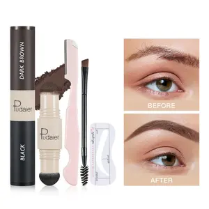 Makeup Eyebrow Shadow Powder for Hairline Contour with Double-Ended Brush and 3D Dyeing Cream that does not Smudge Makeup Cosmetic eyebrow shaping waterresistant brows