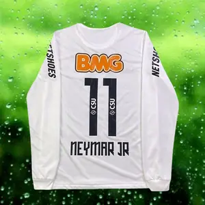 12 13 Home White Retro No.11 Neymar Long sleeved Soccer Jersey